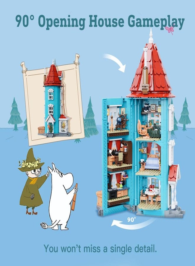 PANTASY Modular Fairytale House Building Set Blue Tower House with Classic Characters, Openable Structure, and Detailed Interior - Home Display Kit for Fans and Adults - Image 3